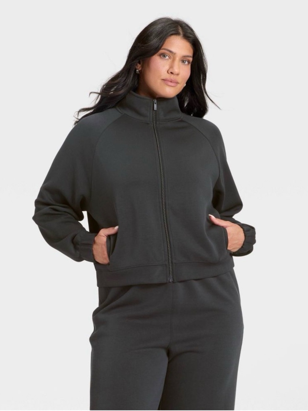 All In Motion Women's Airy Sleek Full Zip Jacket Long Sleeve Side Pockets